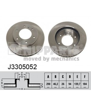 Тормозной диск передний Nipparts NIP J3305052 Mitsubishi Pajero