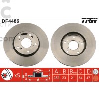 Тормозной диск передний TRW DF4486 HONDA CIVIC