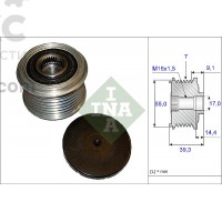 Обгонная муфта генератора INA 535 0142 10 KIA Mohave 3.0 Hyundai ix 55 3.0