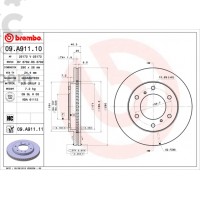 Brembo 09.A911.10 Тормозной диск передний Mitsubishi Pajero 2.5D-3.8 04.00-