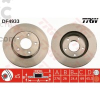 Тормозной диск передний TRW DF4933 Mitsubishi Lancer ASX