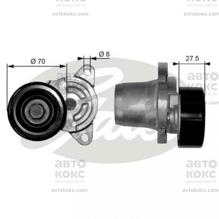 Gates T38454 Натяжной ролик Hyundai Accent Elantra Tucson Sonata Santa Fe Matrix KIA CEED Cerato Sportage