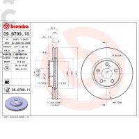 Тормозной диск передний Brembo 09.9799.10 Toyota Avensis 1.6 1.8