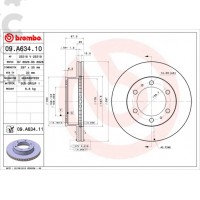 Тормозной диск передний Brembo 09.A634.10 Toyota Fortuner Hilux