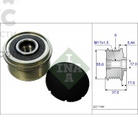 Обгонная муфта генератора INA 535 0246 10 Nissan Micra Note Mitsubishi Lancer ASX Outlander