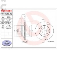 Brembo 09.9503.10 передний тормозной диск KIA Picanto 1.0-1.2 Hyundai i10 1.0-1.2