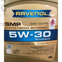 Масло моторное синтетическое низкозольное Ravenol SMP 5W30 4L