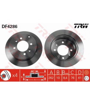Тормозной диск задний TRW DF4286 KIA Hyundai 