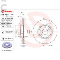 Тормозной диск передний Brembo BM 09.A532.10 KIA Carens  Optima  Sportage  Hyundai i40  ix35  Sonata  Tucson 