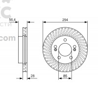Тормозной диск передний BOSCH 0986479D32 SSANGYONG ACTYON KYRON REXTON