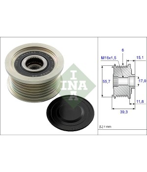 Обгонная муфта генератора INA 535 0249 10 Ssangyong Actyon Korando Rexton Rodius