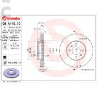 Brembo 09.A445.10 передний тормозной диск Hyundai Accent i20 KIA Rio