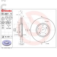 Brembo 09.A601.10 передний тормозной диск Hyundai Santa Fe 2.0-2.7