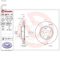 Brembo 09.9574.10 передний тормозной диск KIA Magentis  Sportage Hyundai Coupe  Sonata Tucson