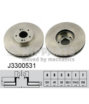 Тормозной диск передний Nipparts NIP J3300531 Hyundai Santa Fe KIA Sorento
