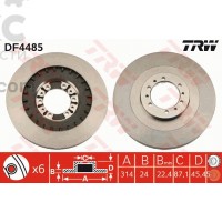 Тормозной диск передний TRW DF4485 Mitsubishi L200 Pajero