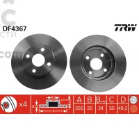 Тормозной диск передний TRW DF4367 TOYOTA COROLLA