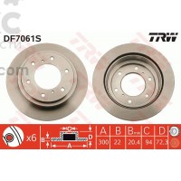 TRW DF7061S Тормозной диск задний Mitsubishi Pajero 2.5D-3.8 04.00-