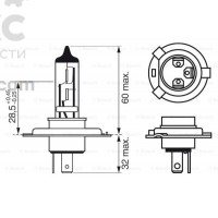 Автолампа  галогенная BOSCH BO 1987302045 60/55W 