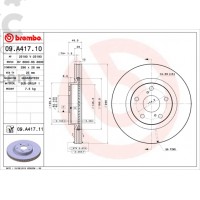 Тормозной диск передний Brembo 09.A417.11 Toyota Auris Camry Prius RAV4 