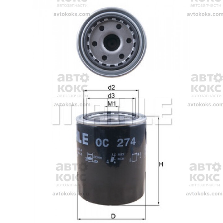 Mahle OC274 масляный фильтр Hyundai H100 H1 Galloper Terracan Mitsubishi Colt L200 L300 L400 Pajero