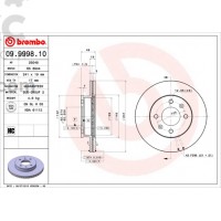 Brembo 09.9998.10 передний тормозной диск Hyundai Getz Tucson KIA Sportage 1.1-2.0