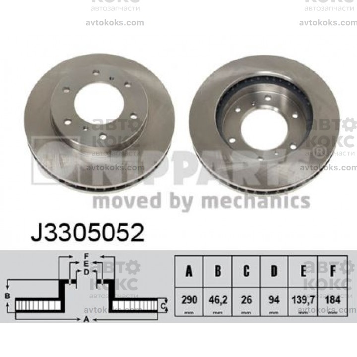 Тормозной диск передний Nipparts NIP J3305052 Mitsubishi Pajero