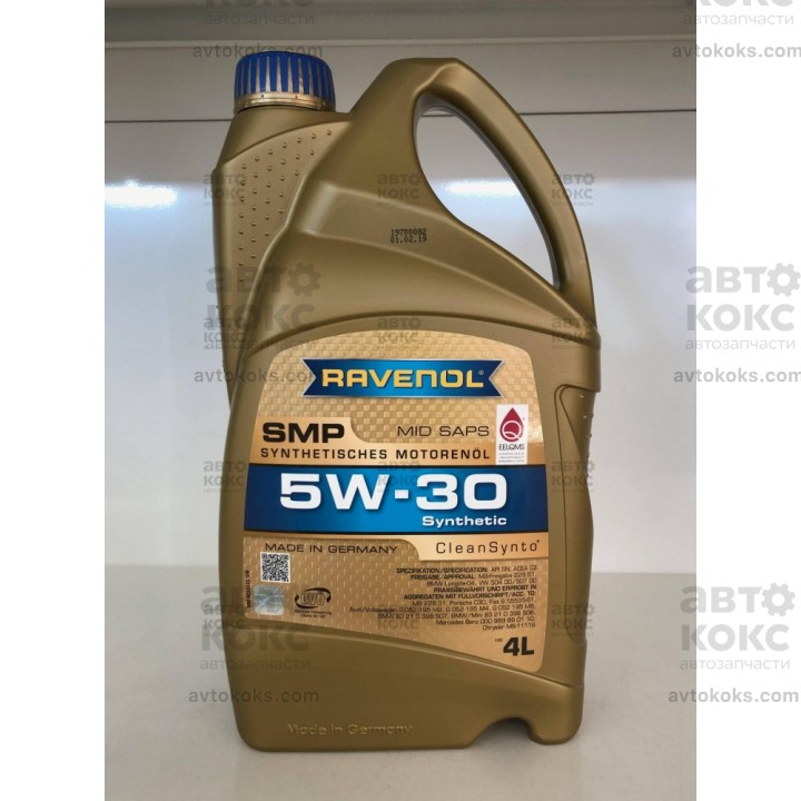 Масло моторное синтетическое низкозольное Ravenol SMP 5W30 4L